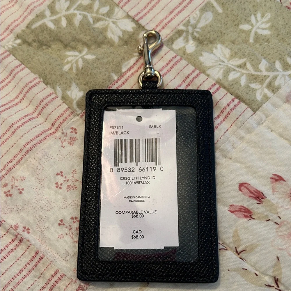 Coach Black Leather Card Holder with Clip - Picture 3 of 7